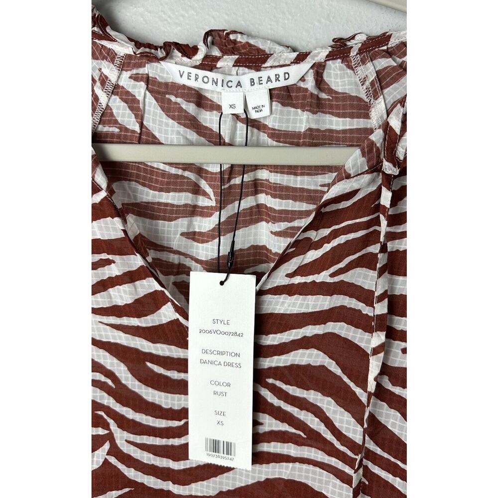 NWT Veronica Beard Danica Dress Animal Print White & Rust Size XS $395 - Picture 3 of 4